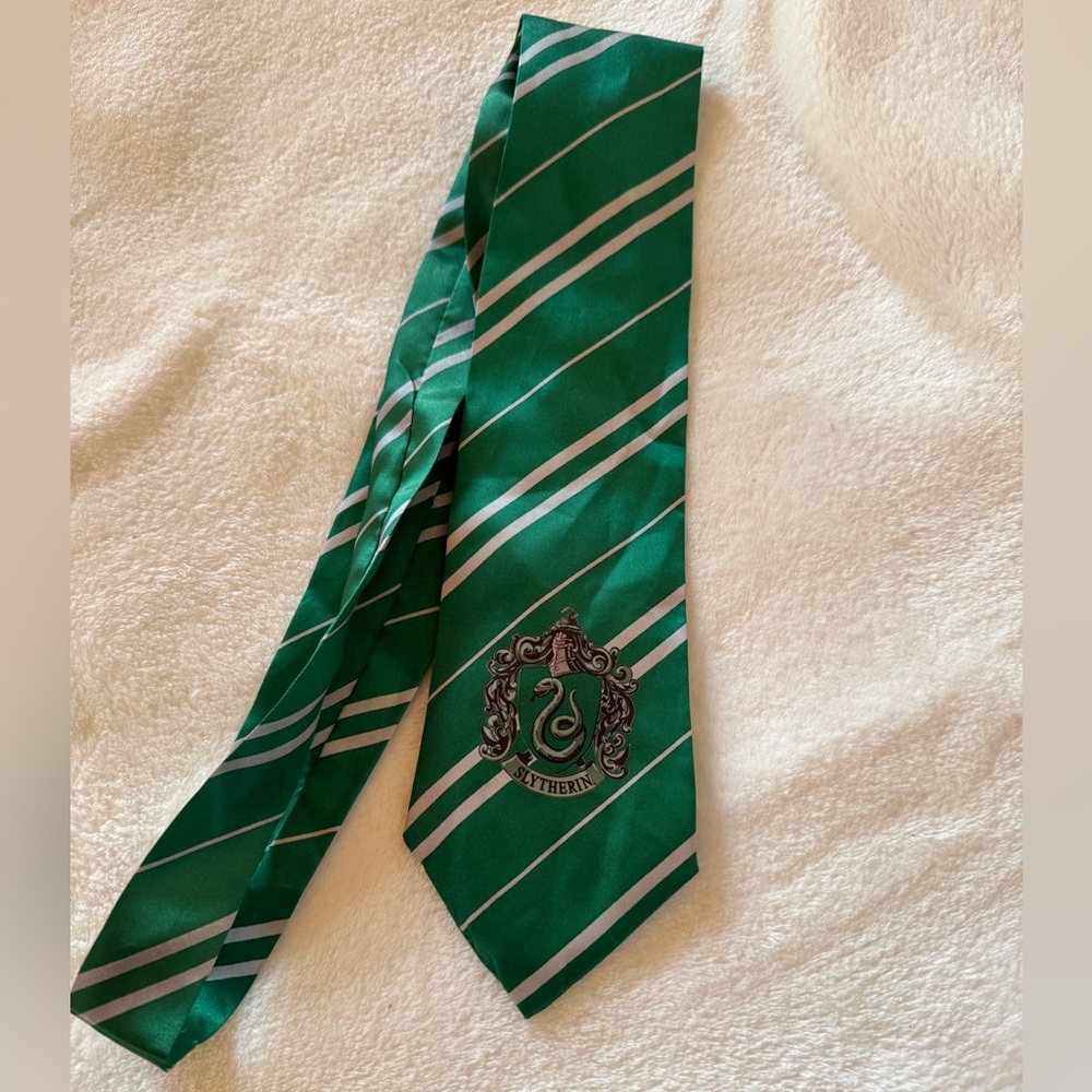 Green Striped Tie with Crest Harry Potter Slytherian